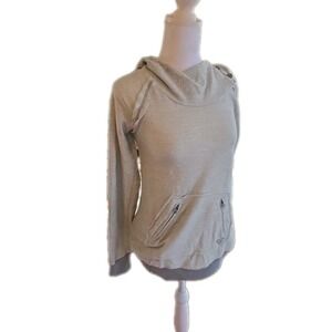 Roxy Gray Cowl Neck Pullover Hoodie Womens Medium Zipper Pockets